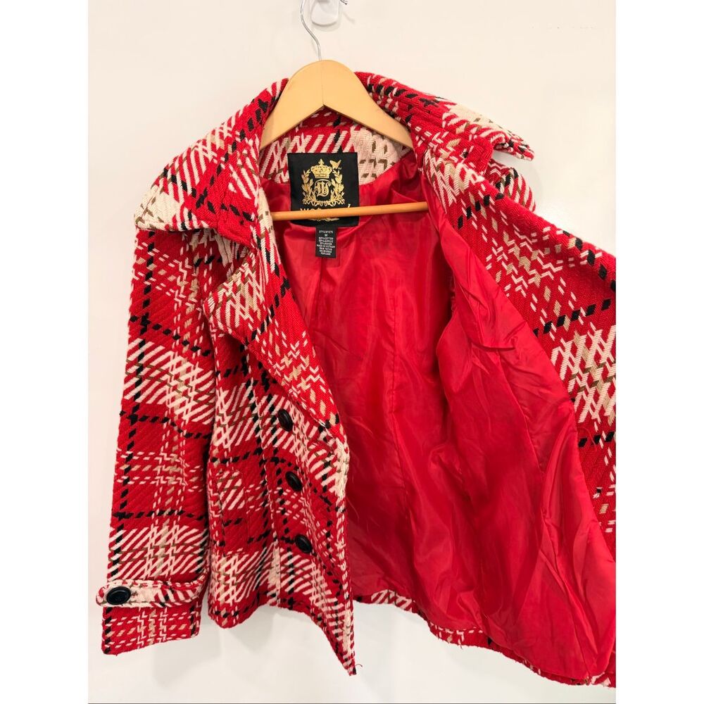 Wet Seal Vintage Red‎ Plaid Peacoat Jacket Medium - Picture 7 of 7